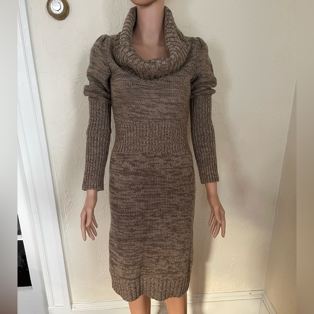 Moda International Women's Brown Cowl Neck Sweater Dress